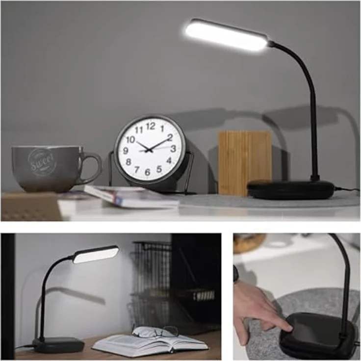 EMOS LED Tischlampe MOLLY, 12W, 650lm dimmbar, einstellbare Lichtfarbe, flexibler Lampenarm, schwarz, Z7638B – Bild 2