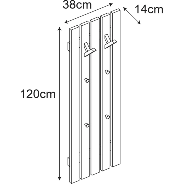 Garderobenpaneel >BANTRY< in holzfarben, Eiche massiv geölt - 38x120x14 (BxHxT) – Bild 5