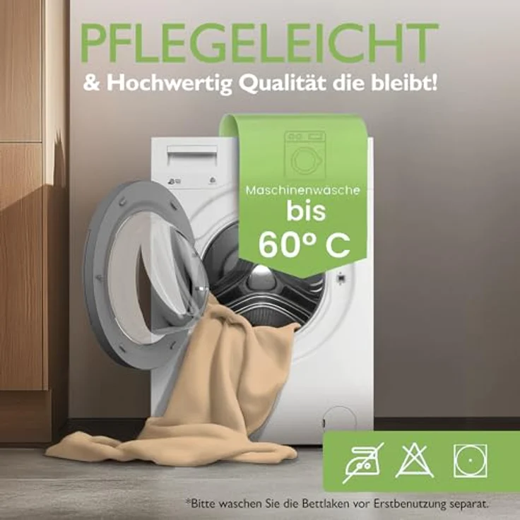 leevitex® Spannbettlaken 120x200 cm - 130x200 cm | Spannbetttuch Bettlaken | 100% Jersey Baumwolle | Matratzenhöhe bis 25 cm | Ökotex | Sand/Cappuccino – Bild 8
