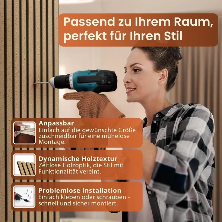 Akustik-Wandpaneel 12er Set Vang 120x60 cm Eichenoptik, hell [NEU. HOLZ] – Bild 3