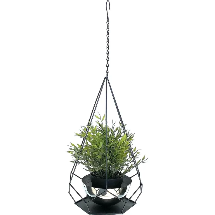 DanDiBo Blumenampel Innen Metall Wand Hängepflanzen 59 cm 96095 S mit Topf 6 Ecken Pflanzenhänger Blumenhänger Topfhänger Blumen Blumentopfhänger Hängetopf