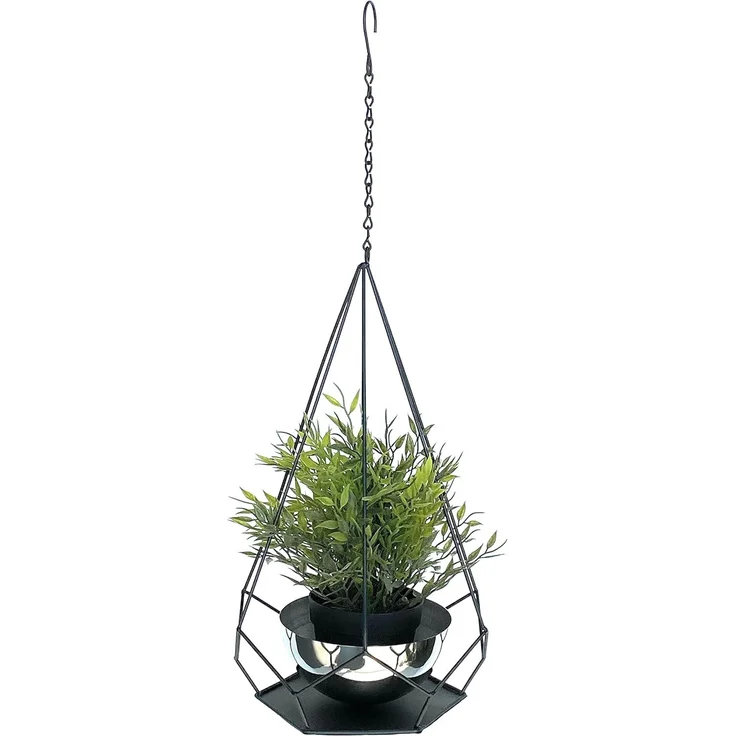 DanDiBo Blumenampel Innen Metall Wand Hängepflanzen 59 cm 96095 S mit Topf 6 Ecken Pflanzenhänger Blumenhänger Topfhänger Blumen Blumentopfhänger Hängetopf – Bild 1