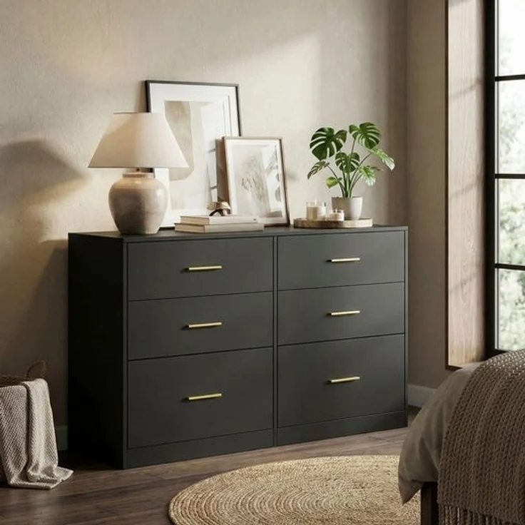 VASAGLE Kommode mit 6 Schubladen, Aufbewahrungsschrank, für Schlafzimmer, Wohnzimmer, 40 x 119 x 78 cm, schwarz – Bild 2