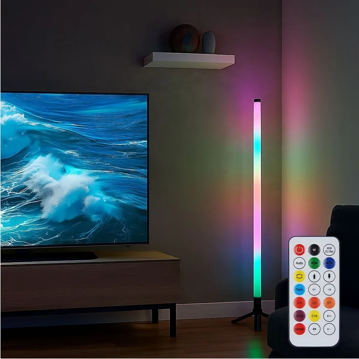 GLOBO LIGHTING LED Stehlampe, LED-Leuchtmittel fest verbaut, Farbwechsel, Stehleuchte Standlampe Wohnzimmerleuchte Regenbogen Fernbedienung USB – Bild 2