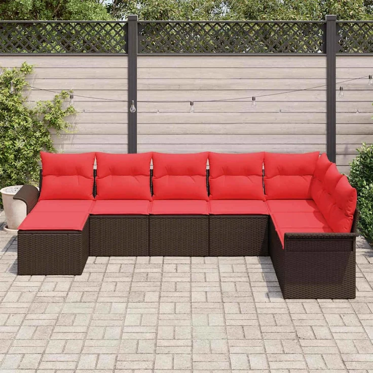 vidaXL Gartensofa-set mit Kissen mit Speicher 8 pcs Beige Poly Rattan 3354153 – Bild 3