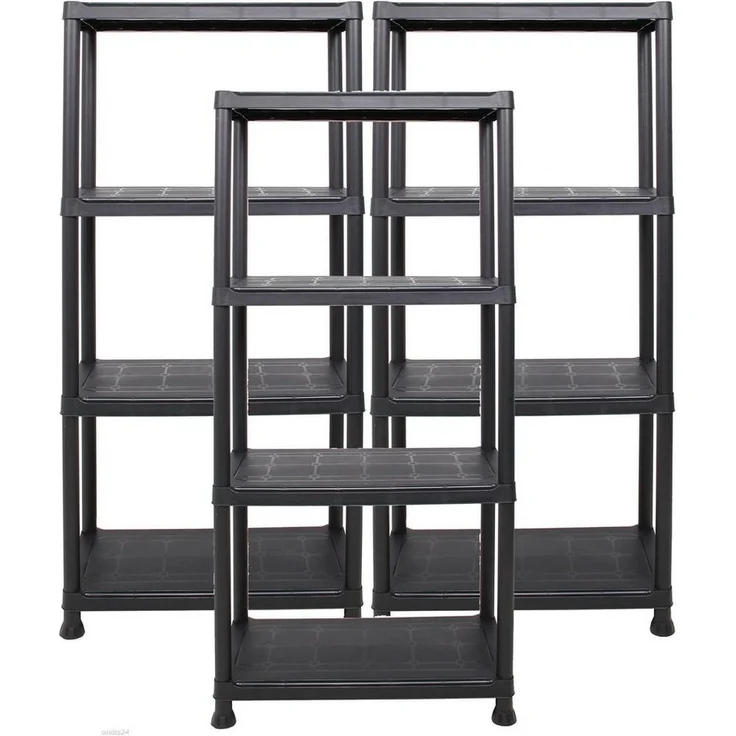 ONDIS24 Steckregal 3x Kunststoffregal, 60 x 30 x 131 (H) cm, 4 Böden, Schwerlastregal, bis zu 80 kg, Regal, Lagerregal - 3er Pack – Bild 1