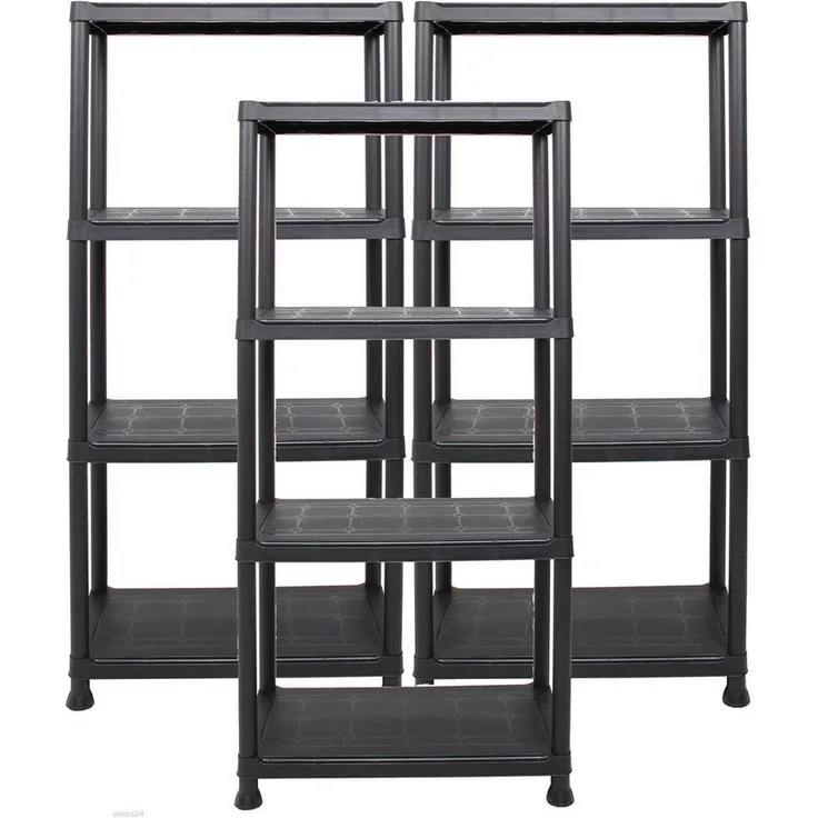 ONDIS24 Steckregal 3x Kunststoffregal, 60 x 30 x 131 (H) cm, 4 Böden, Schwerlastregal, bis zu 80 kg, Regal, Lagerregal - 3er Pack