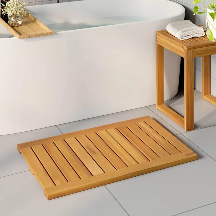 vidaXL Badematte Braun 80 x 50 cm Massivholz Akazie 42025268 – Bild 1