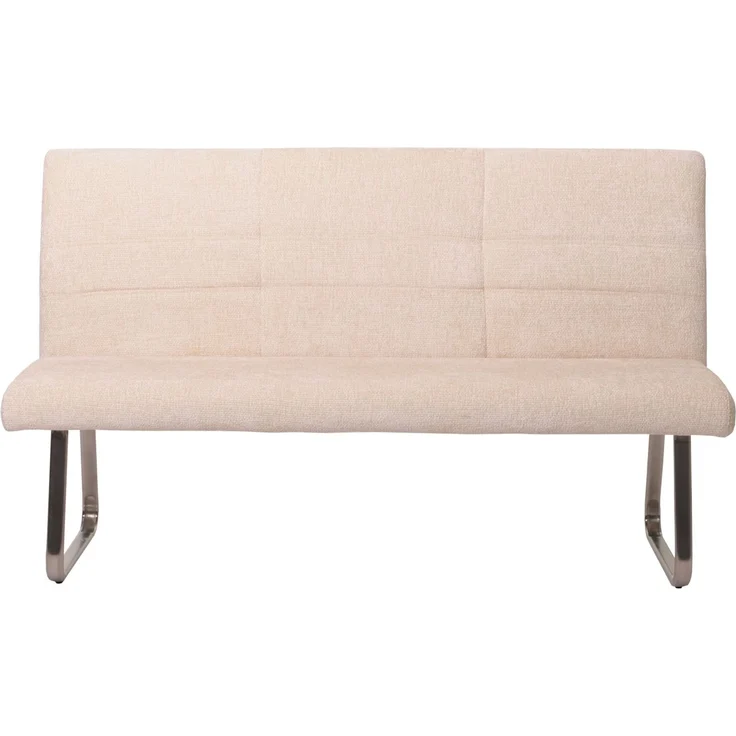 Sitzbank HWC-G55, Esszimmerbank Bank, Edelstahl gebürstet Stoff/Textil Chenille Öko-Tex, 180cm ~ creme – Bild 8