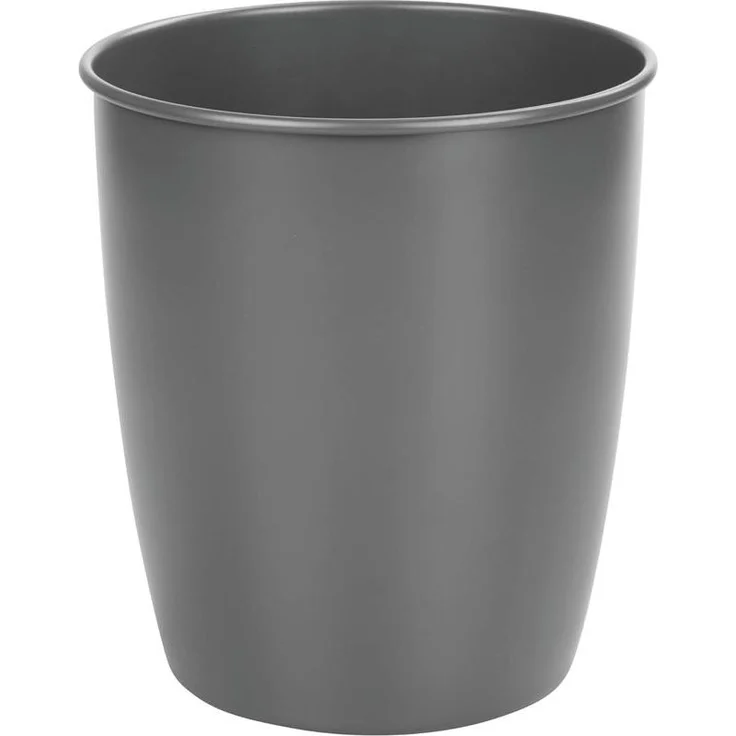 mDesign Mülleimer Abfalleimer Papierkorb Badmülleimer Rund Metall Dunkelgrau – Bild 1