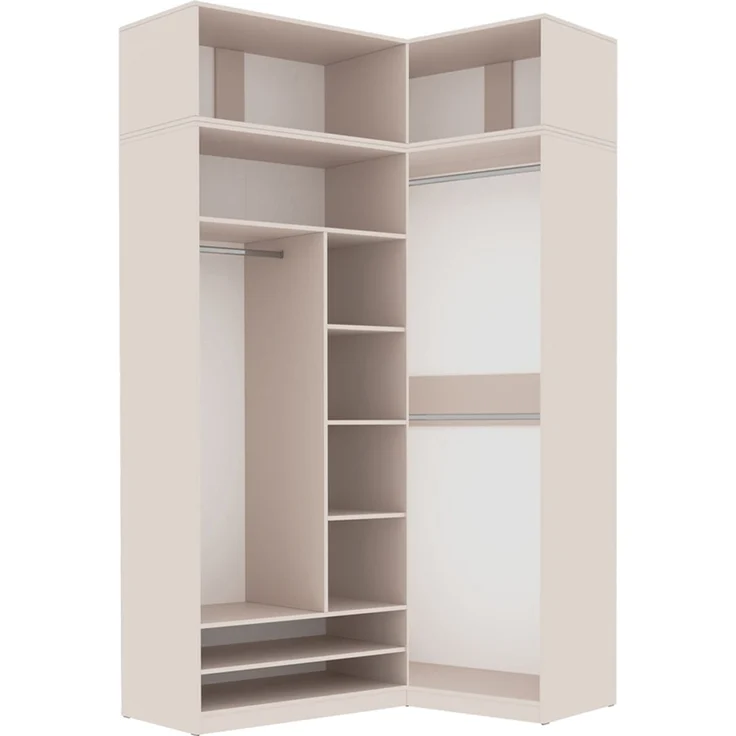Marmex Möbel Tres Set-A/N Offener Modulschrank, Schrankset mit Aufsätzen, Ankleidezimmer Möbel, für Kleidung und Schuhe, laminierte Spanplatte, graubeige cashmere 190x246x51 cm – Bild 8
