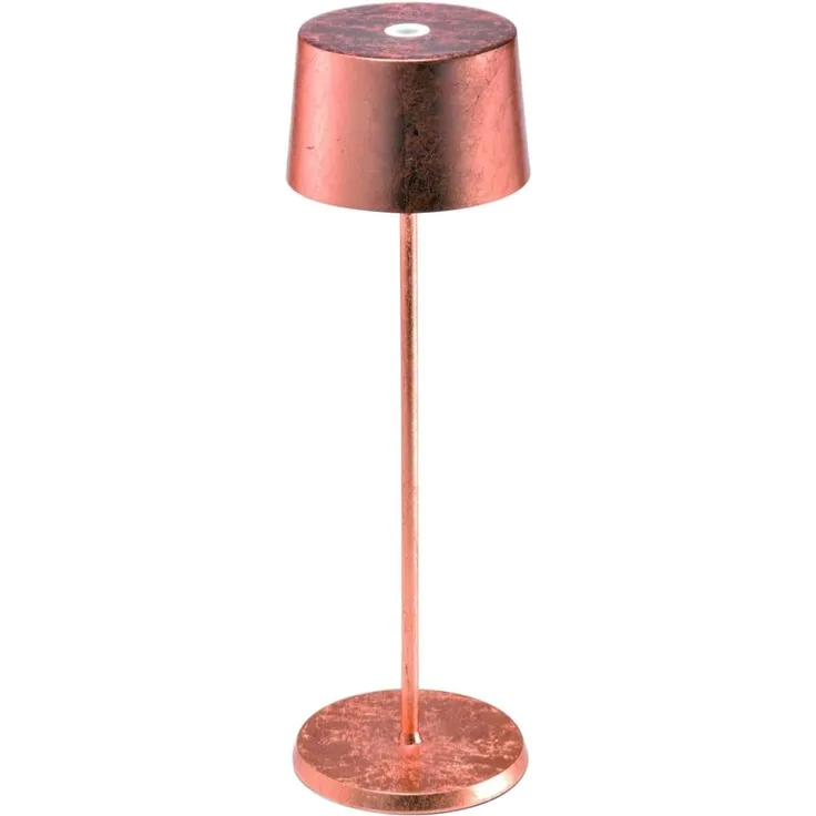 Zafferano - Olivia Pro Kabellose LED-Tischleuchte aus Aluminium, dimmbar, IP65-Schutz, Indoor/Outdoor Benutzung, EU-Stecker - H: 35,5cm (Matt-Kupfer), ZAFOLIVIAPRO-FR