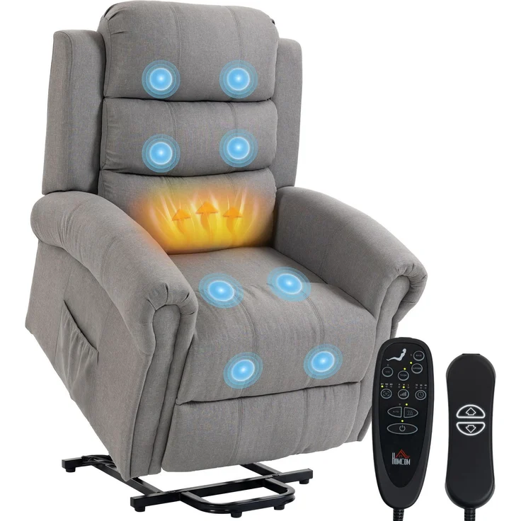 MELAYR, Fernsehsessel Elektrisch mit Aufstehhilfe Massage & Heizung Hellgrau, 87.5 x 87 x 108 cm – Bild 1