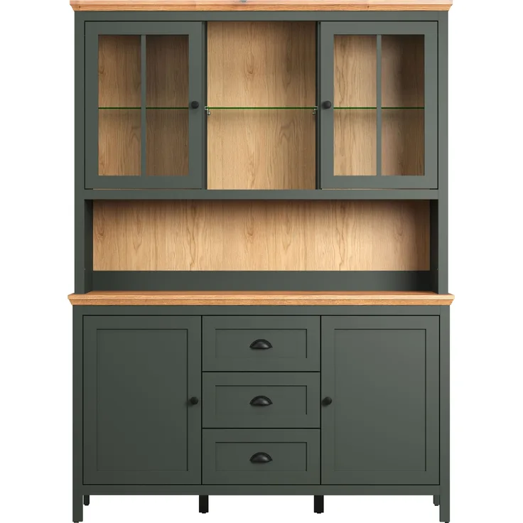 Trendteam 'Stanton' Sideboard mit Aufsatz, Tannengrün Dekor/ Evoke Eiche Nachbildung, B/H/T: 146 / 198 / 45 cm