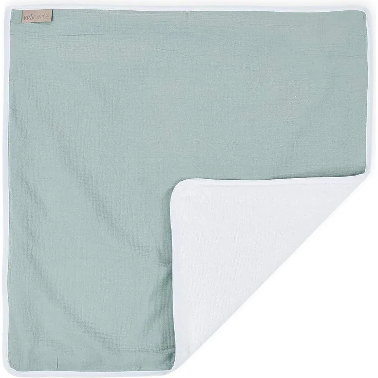 KraftKids Wickeltischunterlage Musselin mint, Windelmatte aus 100% Baumwolle, wasserundurchlässige Reise-Wickelunterlage