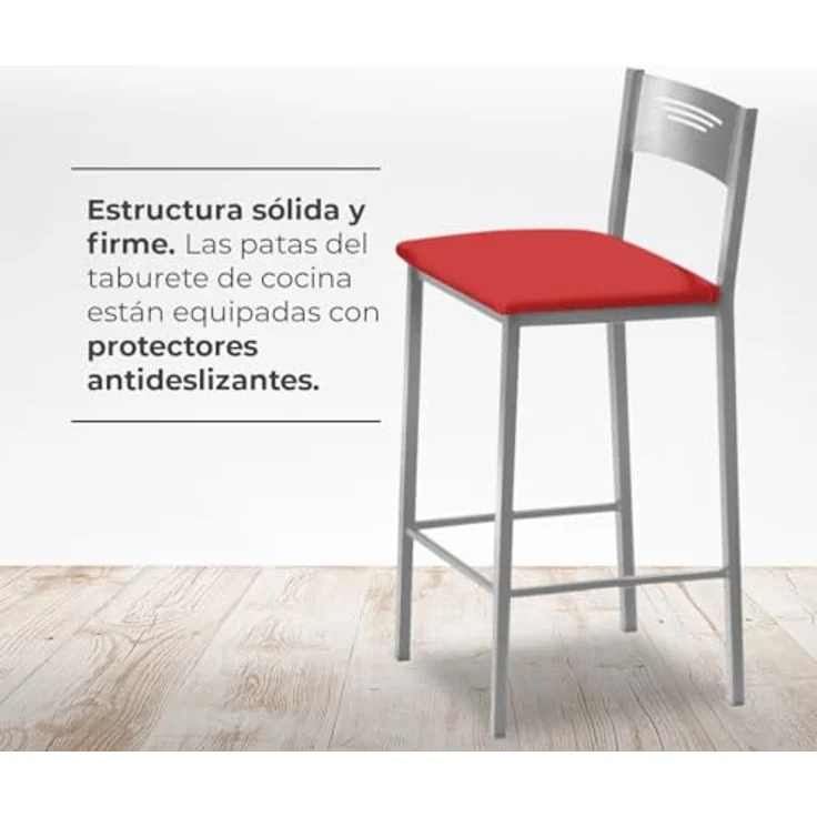 ASTIMESA Zwei Hocker für die Küche, 60 cm, Kunstleder, Rot (TAB60RO) – Bild 5