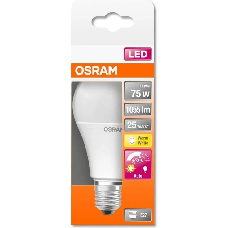 Osram LED Star+ Motion Sensor Classic A Lampe, in Kolbenform mit E27-Sockel, integrierter Bewegungssensor, Ersetzt 75 Watt, Matt, Warmweiß - 2700 Kelvin, 1er-Pack – Bild 2