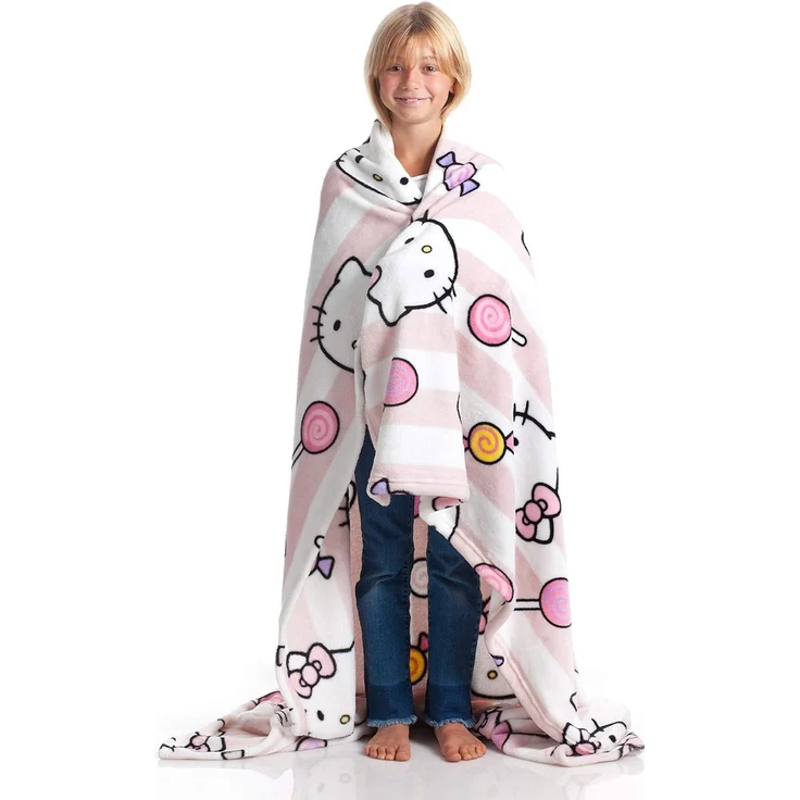 Kanguru Hello Kitty Tagesdecke, Pinke, weiche Decke 130x170 cm, Mikrofaser tagesdecke bettüberwurf oder tagesdecke Sofa. Qualität mit Ökotex-Prüfzertifikat, Sanrio – Bild 1