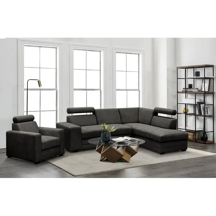 Beautysofa Polstergarnitur Roma Die Lieferung beinhaltet die Lieferung in die Wohnung, (modernes Set Eckgarnitur mit Sessel, Schlaffunktion, Bettkasten, verstellbare Kopfstützen), gepolstertes Ecksofa mit Sessel aus Bonnell-Federn für Wohnzimmer