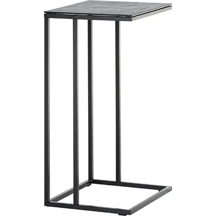 Beistelltisch >FARGO< in grau / schwarz, Metall / Glas - 40x70x35cm (BxHxT)