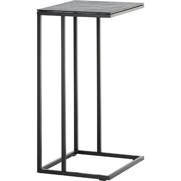 Beistelltisch >FARGO< in grau / schwarz, Metall / Glas - 40x70x35cm (BxHxT) – Bild 1