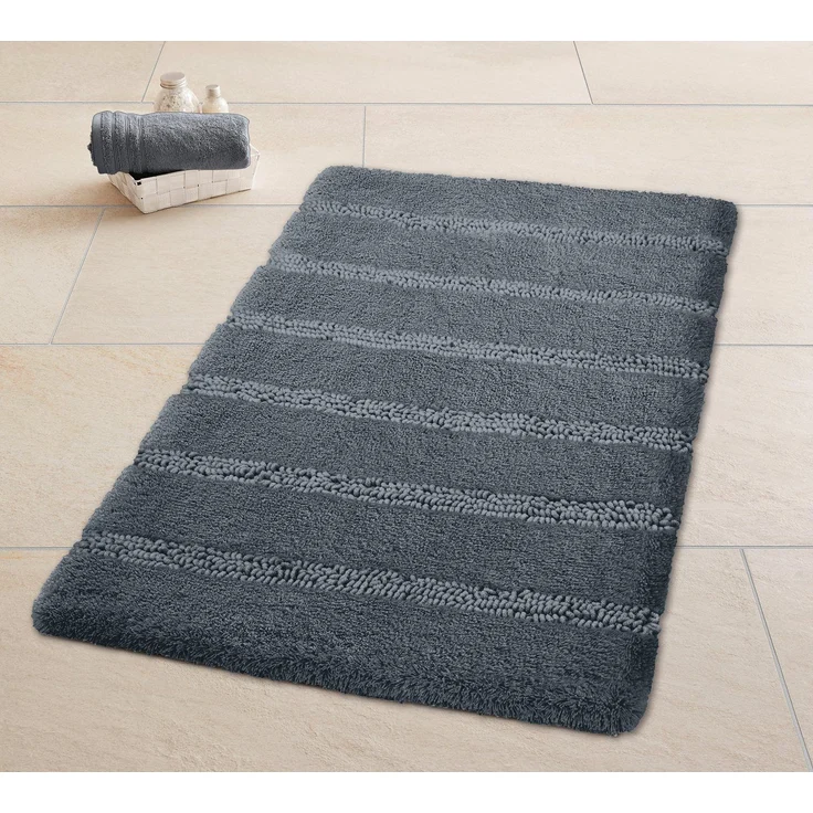 Kleine Wolke Badematte Monrovia, Höhe 23 mm, rutschhemmend beschichtet, fußbodenheizungsgeeignet, Kunstfaser, rechteckig, Badteppich, Uni Farben, gestreift, aus Mikrofaser, waschbar – Bild 1