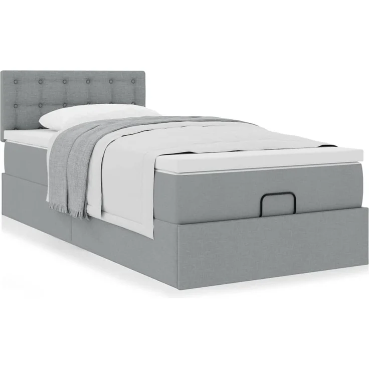 vidaXL Ottoman-Bett mit Matratze Hellgrau 90x200 cm Stoff 3311594 – Bild 12