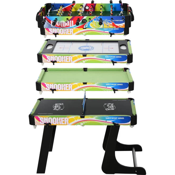 MELAYR, Mini-Klapp-Multispieltisch 4 in 1 mit Tischfußball, Eishockey, 86 x 5 x 43 cm, Bunt – Bild 1