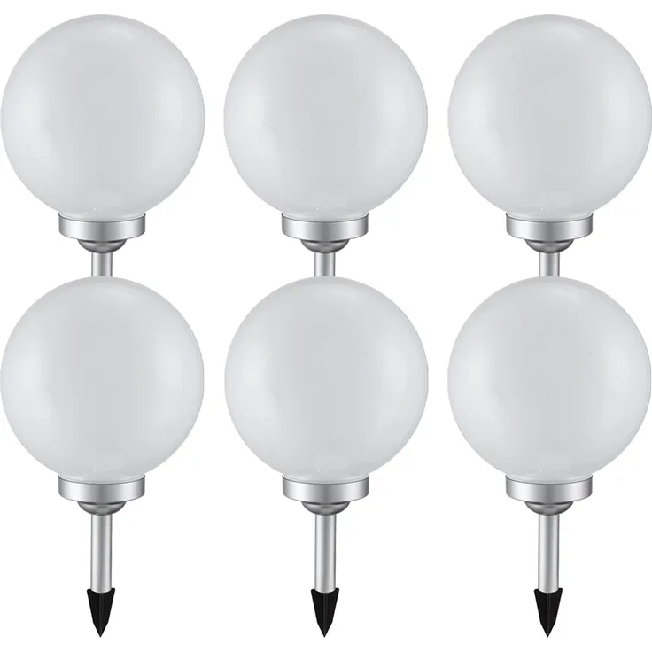 6x LED Solarleuchte, Kugel weiß, DM 20 cm, H 62 cm