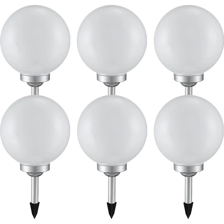 6x LED Solarleuchte, Kugel weiß, DM 20 cm, H 62 cm – Bild 1