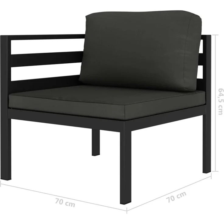 vidaXL Modular-Sofa-Eckteil 1 Stk. mit Kissen Aluminium Anthrazit 49239 – Bild 11