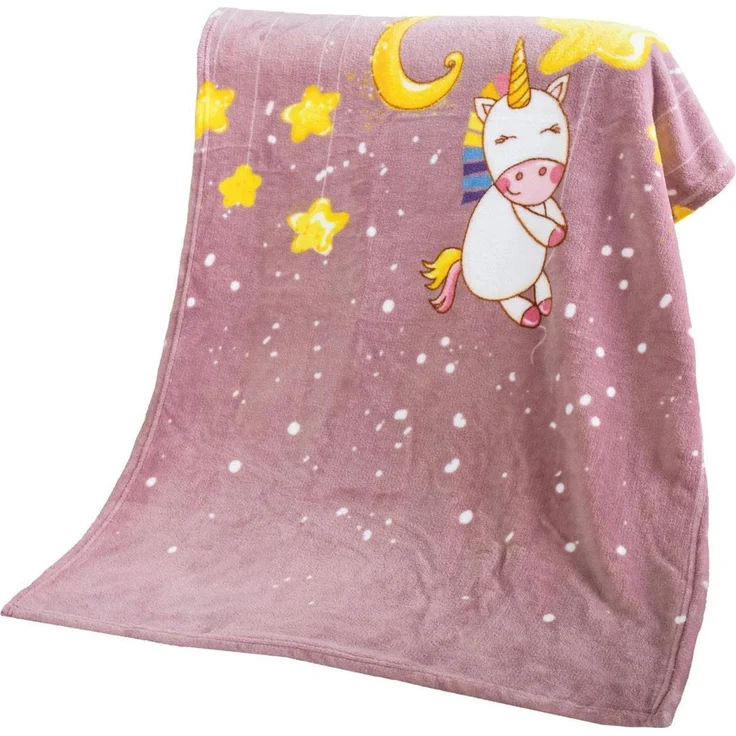 Baby Kuscheldecke 75x100 cm - vers. Motive - Flauschdecke Fleecedecke - weiche Wohn-Decke zum kuscheln Einhorn – Bild 1