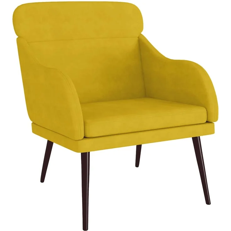 Sessel wohnzimmer, Relaxsessel Gelb 63x76x80 cm Samt – Bild 2