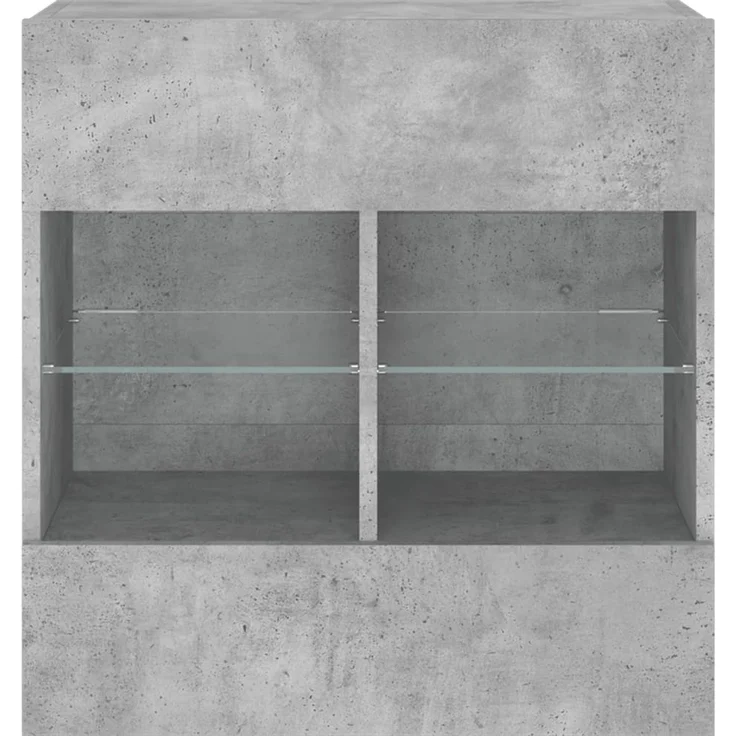 TV-Wandschrank, Fernsehschrank mit LED-Leuchten Betongrau 58,5 x 30 x 60,5 cm – Bild 6