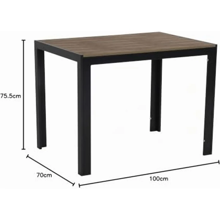 FIRE ALMA Nonwood Alu-Gartentisch Gartenmöbel anthrazit/grau 100x70 cm – Bild 2