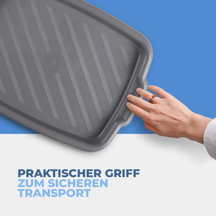 Serviertablett Servierplatte mit Griffen - Frühstückstablett für Kaffee, Tee, Essen - Rechteckig ( Anthrazit ) 45cm x 33cm x 3cm – Bild 8