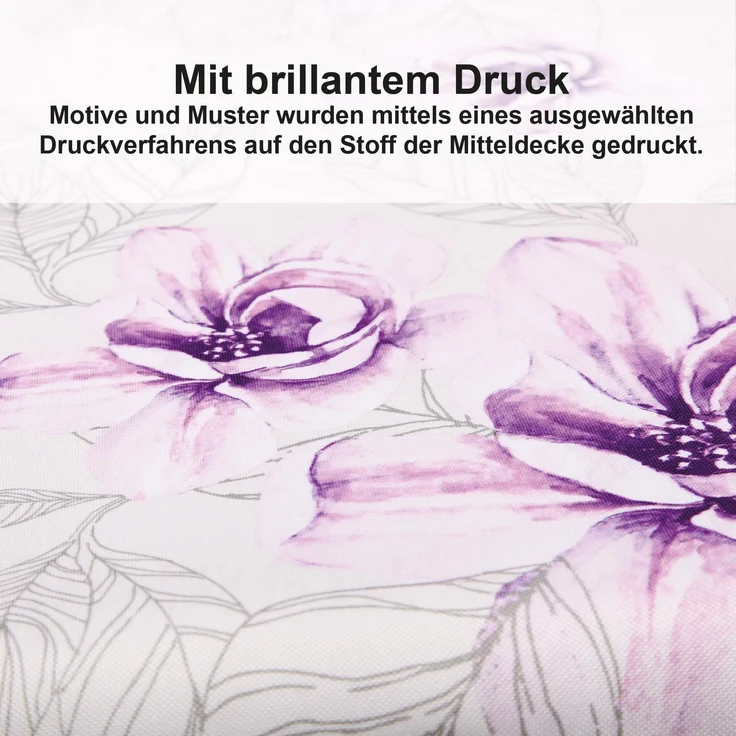 Tischdecke Sommer mit brillantem Druck ( Mitteldecke 80x80cm ) "Blumen" Frühling Tischdekoration für den Esstisch - ÖKO Tex Standard 100 - Unterlage – Bild 3