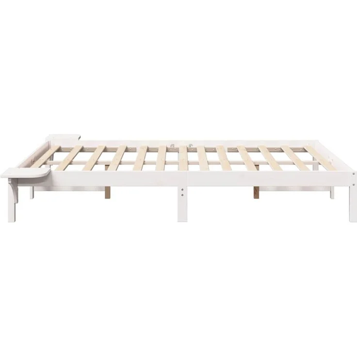 vidaXL Bettrahmen Weiß 140 x 190 cm Massives Kiefernholz 873194 – Bild 6