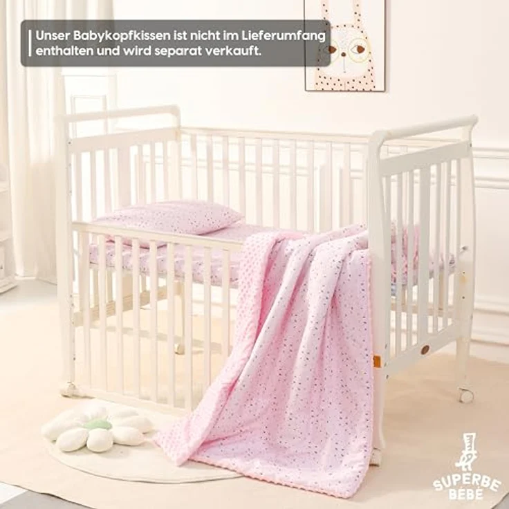 SUPERBE BEBE Baby und Kinderdecke aus weicher Oeko-Tex Baumwolle - 75x100 cm Babydecke für Kinder in 10 Farben - Kuscheldecke Geschenk für Mädchen oder Jungen Wendbar, Weich und Atmungsaktiv – Bild 6