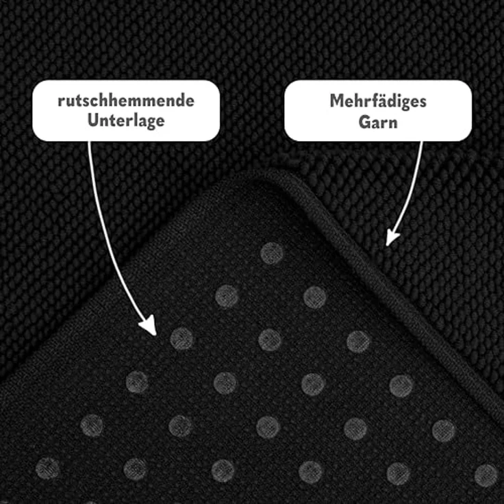 HAMMETEX Badematte rutschfeste Badvorleger, Hotelmatte, Höhe 7,5 mm, rutschhemmend beschichtet, strapazierfähig, Baumwolle, rechteckig, einfarbig, 100% Baumwolle, in 2 Größen erhältlich – Bild 4