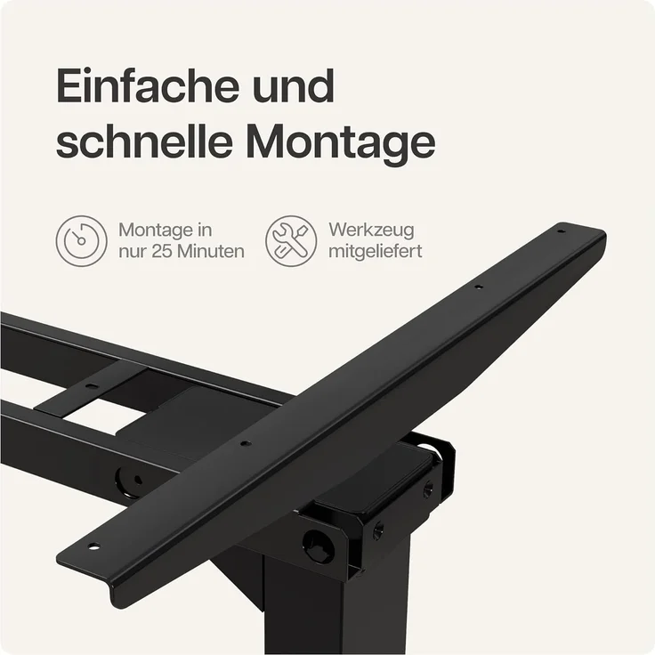 Desktronic Elektrisch Höhenverstellbarer Schreibtischgestell HomePro, Schwarz, mit Memory-Funktion, Anti-Kollisions Technologie, USB-A und USB-C-Ladeanschlüssen – Bild 8