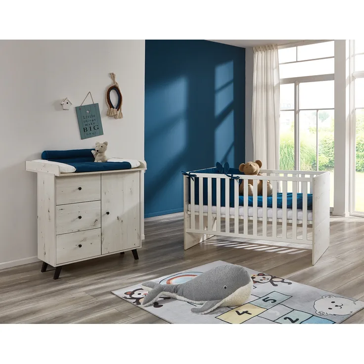 Babymöbel-Sparset »Lavea« 2-teilig, Wickelkommode, Babybett, White Oak, Arthur Berndt
