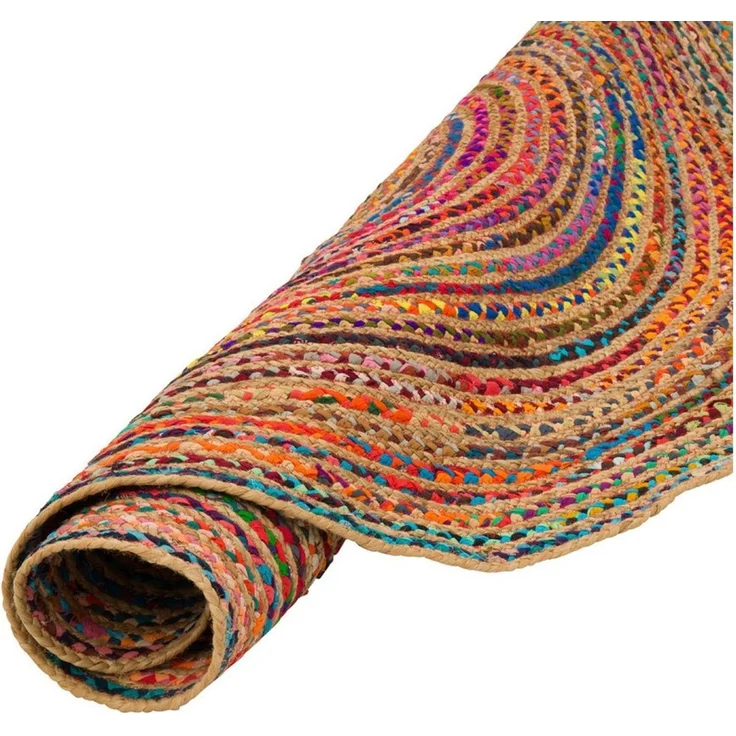Pergamon Sisalteppich Teppich Jute Baumwolle Salsa Bunt, Rund, Höhe: 8 mm – Bild 4