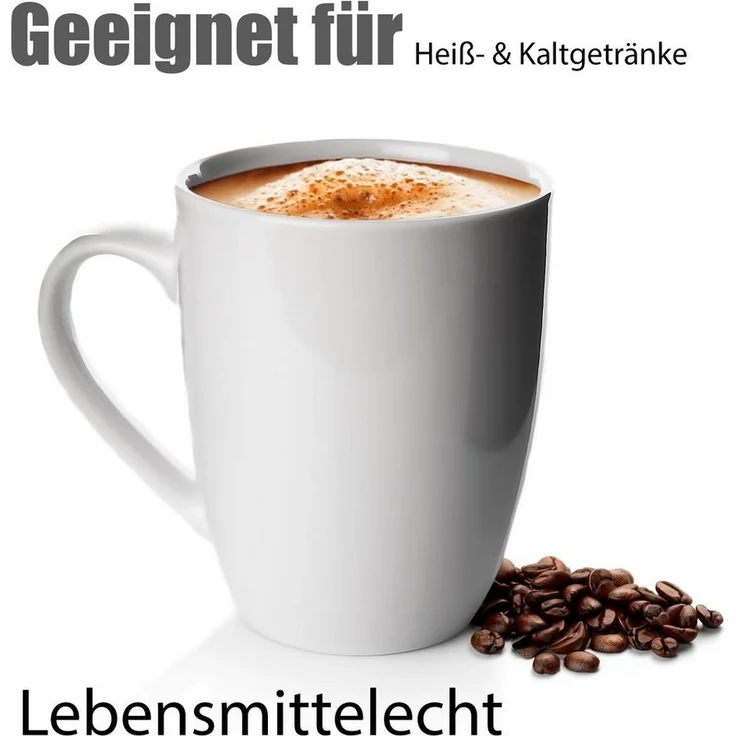 12 Stück Kaffeebecher 300ml aus hochwertigem echtem Porzellan - Tassen zum Bemalen - in Geschenkbox – Bild 3