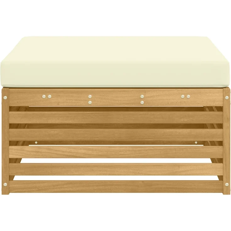 vidaXL Outdoor-Fußhocker Massivholz Akazie Whitewash und Creme 901562 – Bild 4