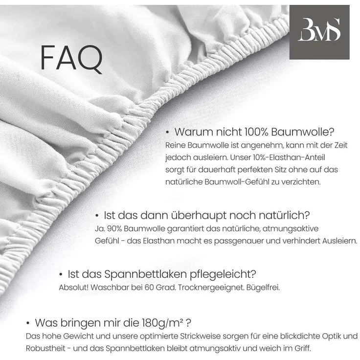 Jersey Spannbettlaken weiß 120x200 cm Höhe bis 25cm – Bild 4