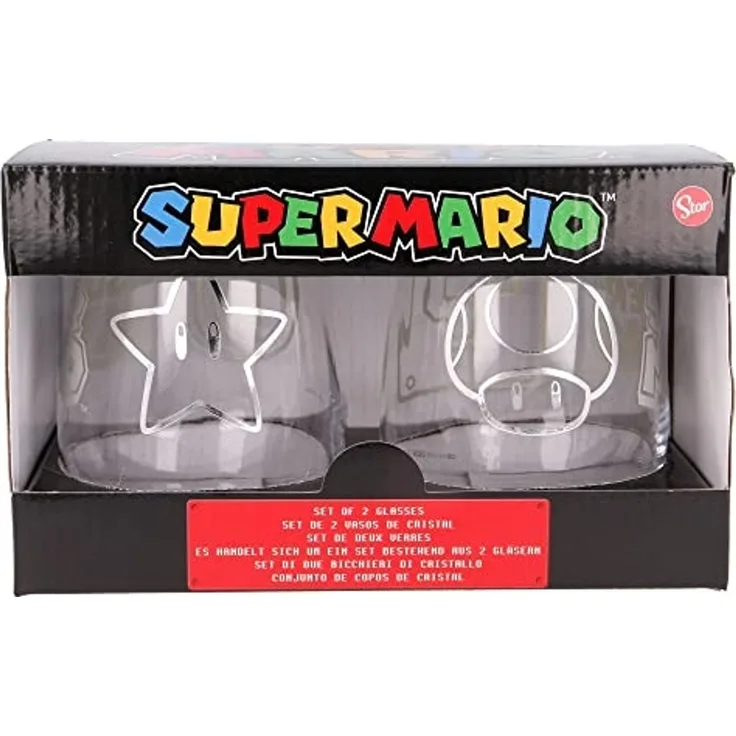 Super Mario Trinkgläser 2er-Set im Geschenkkarton 510ml Gläser mit Motiv