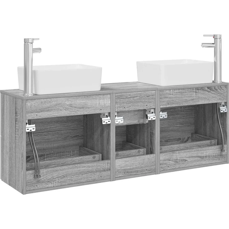 vidaXL Badezimmerschrank-Set 3 stk. Grau Sonoma 136 x 35 x 80 cm 3405864 – Bild 7