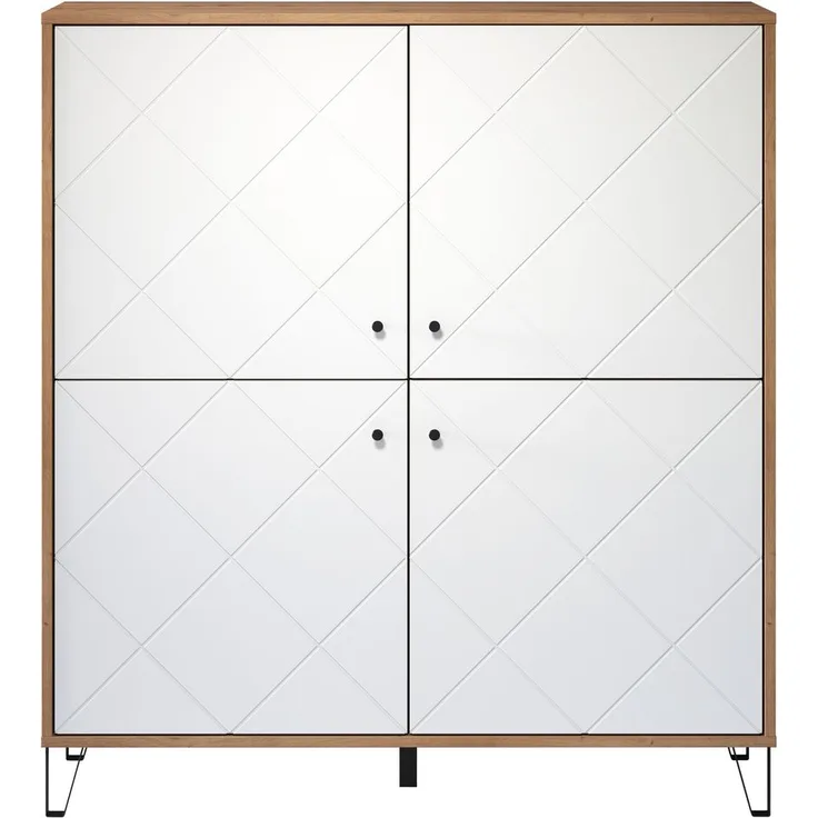 Highboard Touch, Artisan Eiche, weiß, 123 x 136 x 40 cm (BxHxT)
