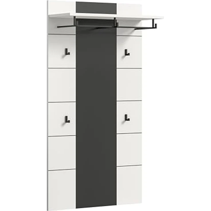 xonox. home - Paneel Canu 80 x 145 x 29 cm in Basalt grau und weiß Nb. - Wandpaneel Wandboard Wandgarderobe Garderobenwand Garderobenpaneel Flurpaneel - modern & stilvoll – Bild 2
